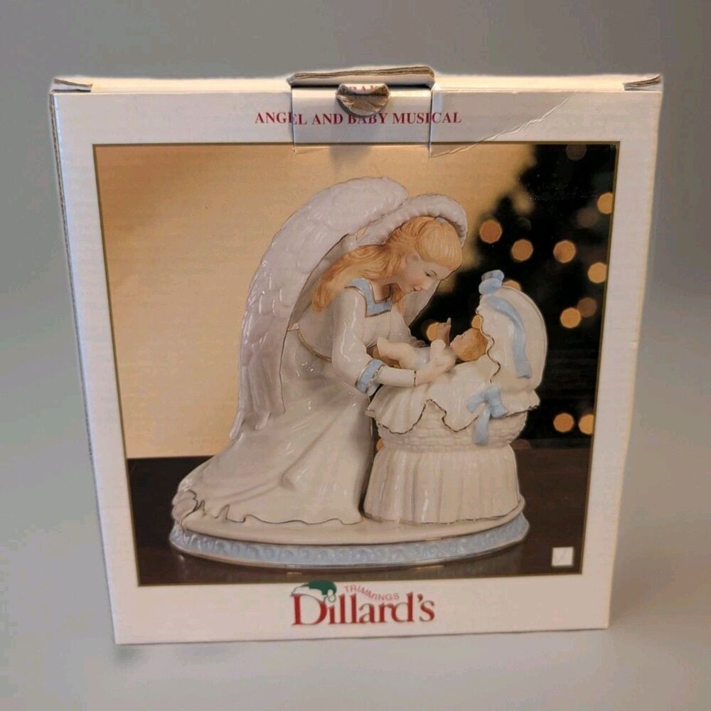 New Dillard’s Angel and Baby Musical Figurine 6" Christmas Decoration Trimmings
